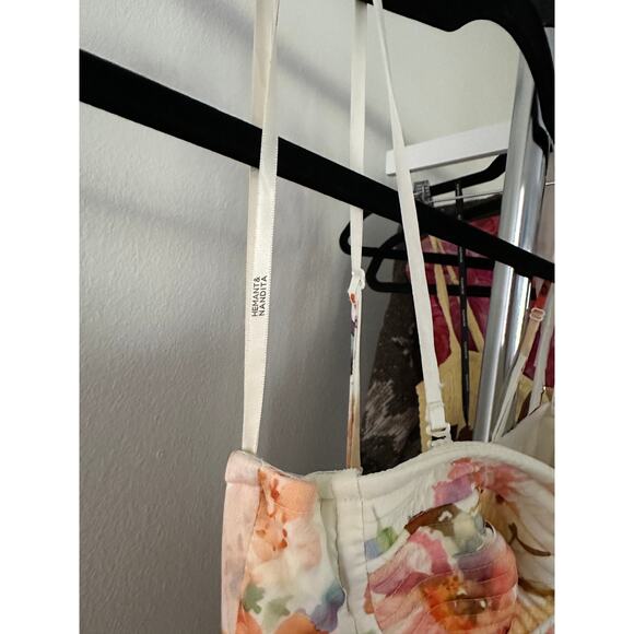 HEMANT AND NANDITA Corsetted Long Dress in Ivory Floral - Picture 8 of 12